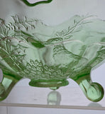 Fenton uranium glass 3 legged bowl glows