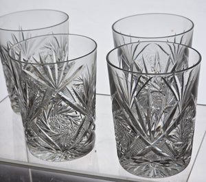 4 Crystal Cut Glass DOR pinwheel tumbler antique auction