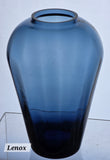 Glass blue optic vase Lenox USA crystal Signed .