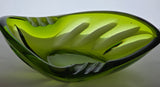 LE Smith glass one of a kind green kidney ashtray