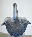 L.E Smith Glass iridescent blue basket