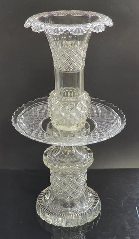 3 part Cut glass vase antique