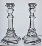 Pair Signed Tiffany Glass candle sticks USA , crystal