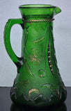 Emerald green golden crest Glass EAPG pitcher