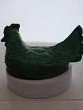 Jade Malachite Glass hen on nest with lid Bowl