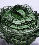 L.E Smith Glass green cabbage bowl with lid