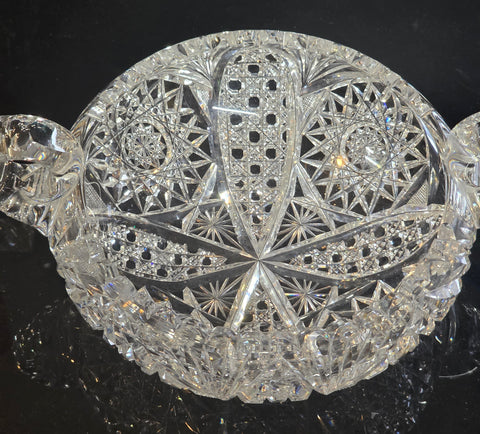 ABP cut glass 2 handled dish American brilliant period 1886 -1915 bob55