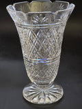 Waterford CUT GLASS  signed gegorgan vase  footed old cut in Ireland