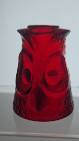 Viking vintage fairy lamp red Glass owl shade only