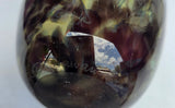 Signed N Jenkino Art glass black, cream and red vase