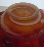 Imperial slag Glass rose satin crimped bowl