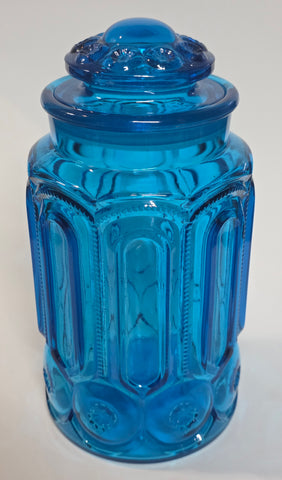 LE Smith glass blue moon and stars extra large canister