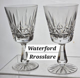Signed Waterford CUT GLASS Rosslare goblet crystal pair
