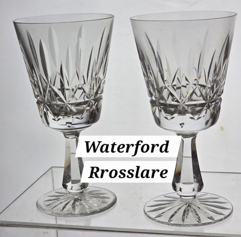 Signed Waterford CUT GLASS Rosslare wines crystal pair