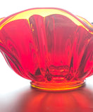 L.E Smith Glass red ruffled edge bowl