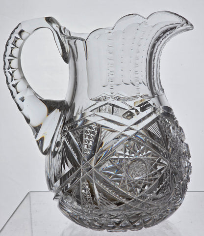 American Brilliant Period Cut Glass Pitcher Antique AT535