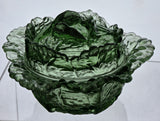 L.E Smith Glass green cabbage bowl with lid