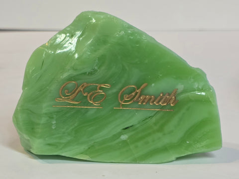 L.E Smith Glass Jadeite paperweight