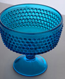 Fenton blue Glass HOBNAIL compote