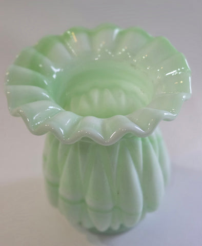 Kanawha green slag Glass hand made art vase.
.