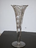 ABP cut glass Signed trumpet vase antique bob23