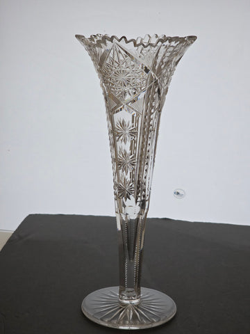 ABP cut glass Signed trumpet vase antique bob23
