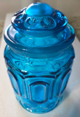 LE Smith glass bluemoon and stars large canister