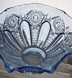 L E Smith Glass blue scoloped edge bowl