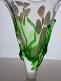 L.E Smith multicolor green and white Glass hand made art vase.
.