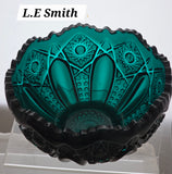 L.E Smith Glass dark green Quintec bowl