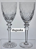 Pair Rogaska Hand Cut goblets glass lead crystal Gallia