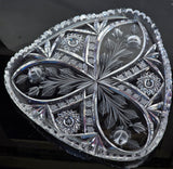 Hand Cut glass Bohemia triangle large snack dish 24% lead crystal