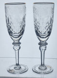 Pair Rogaska Hand Cut glass flutes lead crystal