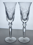 Signed Waterford CUT GLASS 18th century Flutes pair crystal
