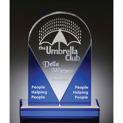 Domed 8" Sapphire & Crystal Award - O'Rourke crystal awards & gifts abp cut glass
