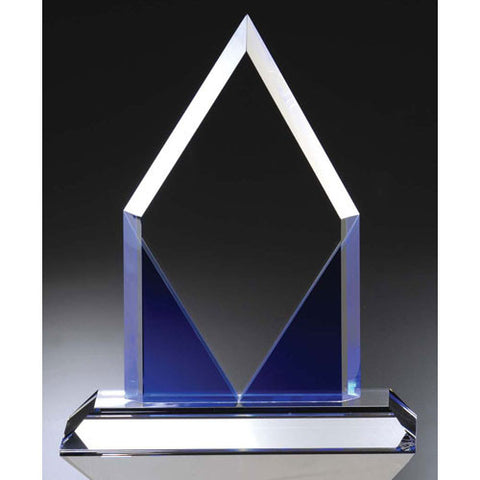 Blue Diamond Shaped Peak Award - O'Rourke crystal awards & gifts abp cut glass
