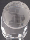 World Globe optical GLASS  in hand 5.25" high, Award Gift boxed - O'Rourke crystal awards & gifts abp cut glass