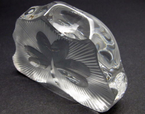 Hand Cut Glass polished  shamrock pattern paperweight, Ireland 24% lead crystal - O'Rourke crystal awards & gifts abp cut glass