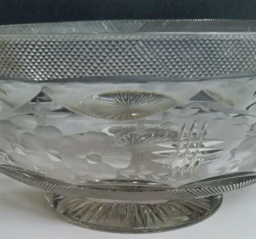 Signed Libbey cut glass bowl ABP antique - O'Rourke crystal awards & gifts abp cut glass