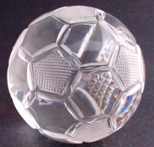Hand Cut Glass soccer ball award customize paperweight - O'Rourke crystal awards & gifts abp cut glass