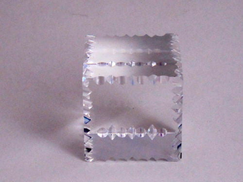 Hand Cut Glass paperweight, notched and prism, optical crystal clear - O'Rourke crystal awards & gifts abp cut glass