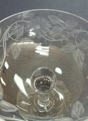 Wheel engraved compote floral - O'Rourke crystal awards & gifts abp cut glass