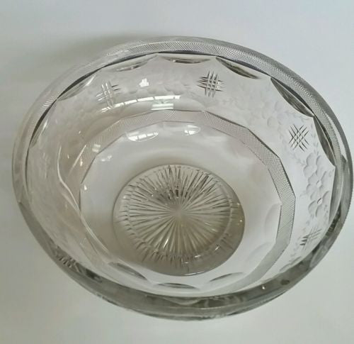 Signed Libbey cut glass bowl ABP antique - O'Rourke crystal awards & gifts abp cut glass