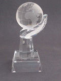 Globe optical GLASS  in hand 7.75" high, Award Gift crystal Gift boxed - O'Rourke crystal awards & gifts abp cut glass