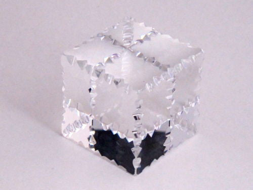 Hand Cut Glass paperweight, notched and prism, optical crystal clear - O'Rourke crystal awards & gifts abp cut glass