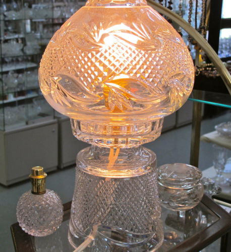 Hand cut Glass 24% lead crystal lamp 2 part - O'Rourke crystal awards & gifts abp cut glass