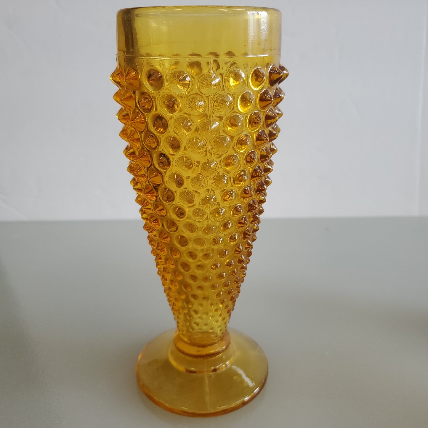 L.E Smith Glass AMBER HOBNAIL bud vase