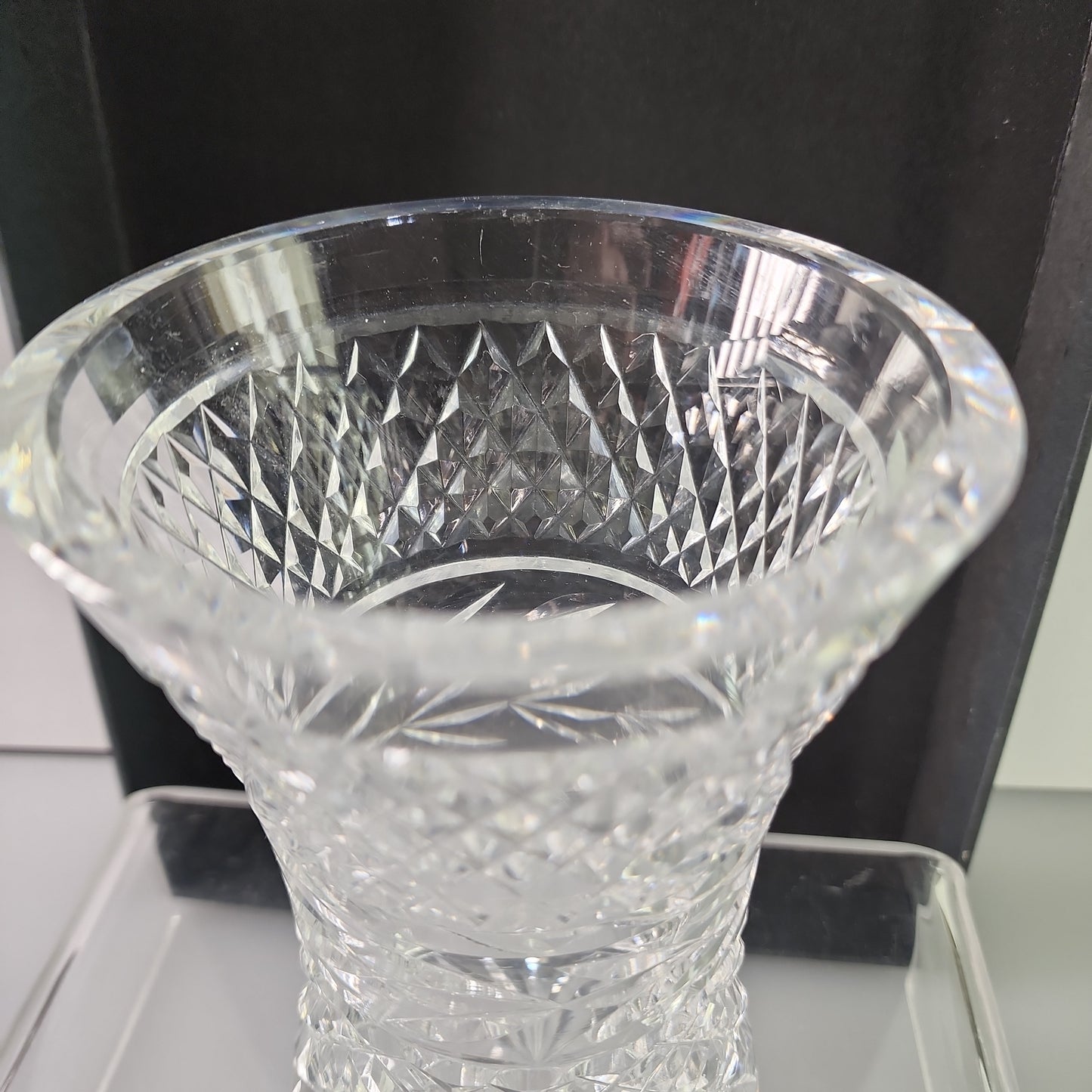 Signed Waterford Hand Cut crystal vase Irish Crystal