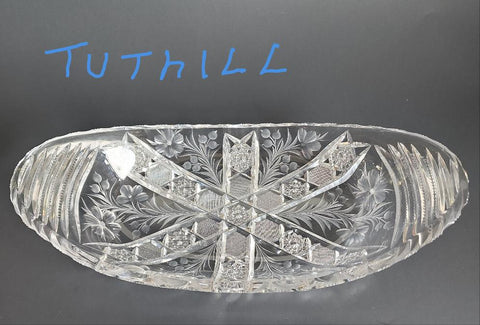 Tuthill hand cut glass oval dish