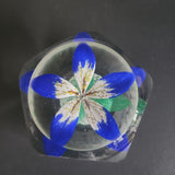 Art glass blue paperweight Signed J. Murphy